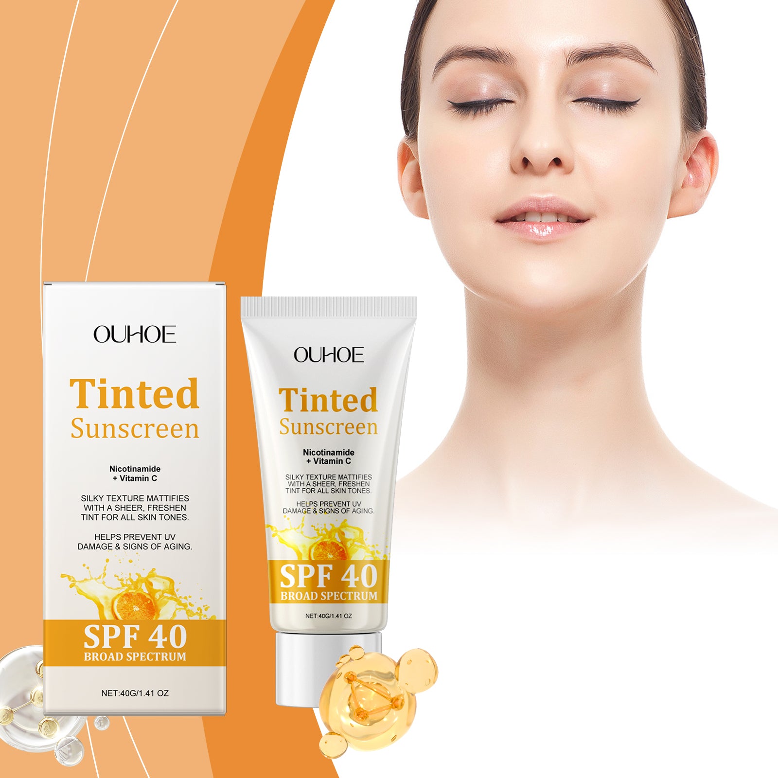 OUHOE Vitamin C Protective Cream, Summer Outdoor Radiation Isolation Mild Refreshing Non - Sticky Moisturizing Protective Cream - 5 - CJ