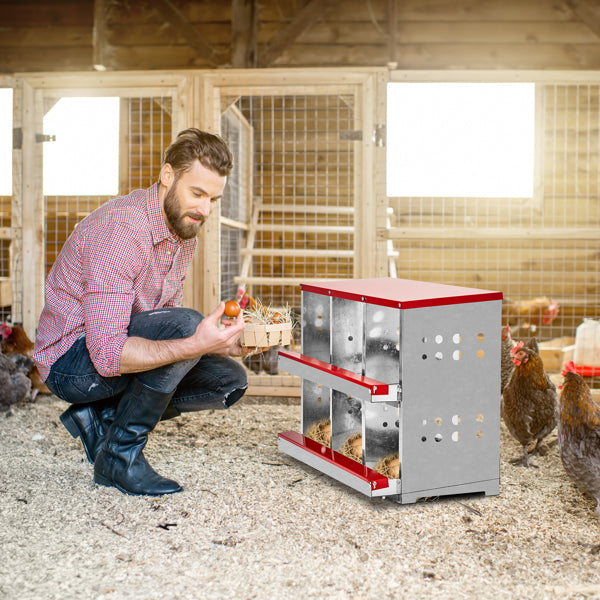 6 Compartments, 84x43x62, Sloping Roof, Disassembled, Iron, Red - 5 - CJ