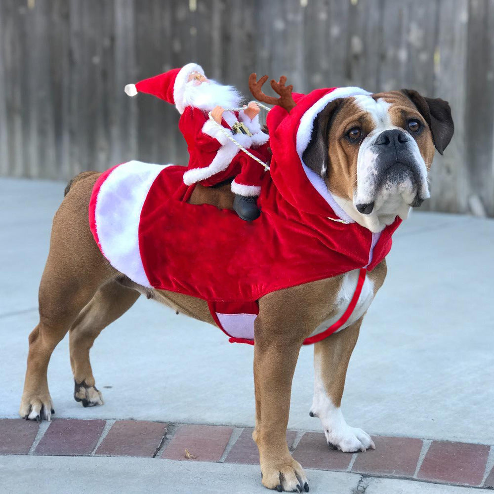 Dog Christmas Clothes Santa Claus Riding Deer - 0 - CJ