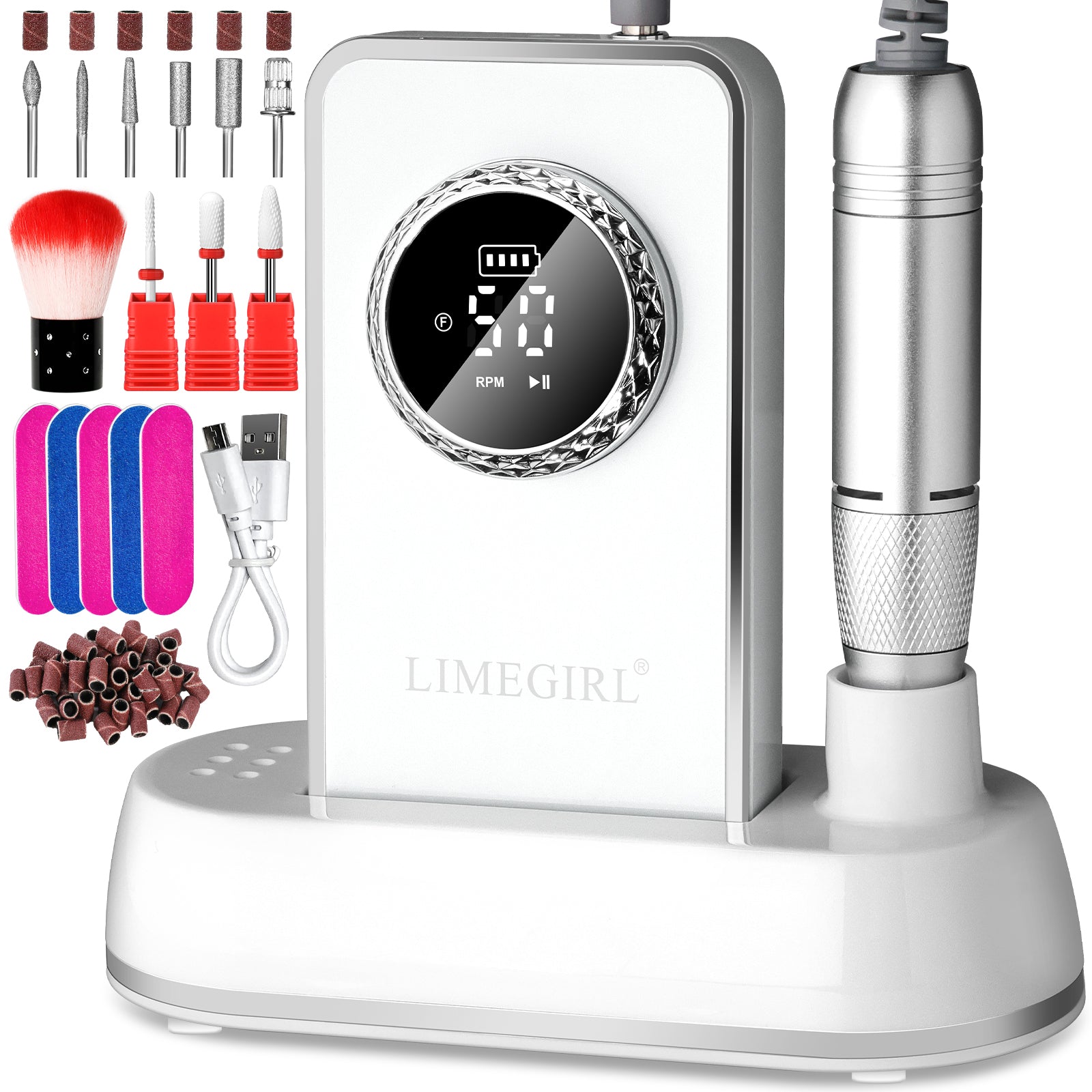50000RPM Professional Electric Nail File Kit - Rechargeable Cordless Nail Drill For Acrylics Gel Nails, Portable E File Machine With 6 Bits For Home Salon Manicure Pedicure Care - 5 - CJ
