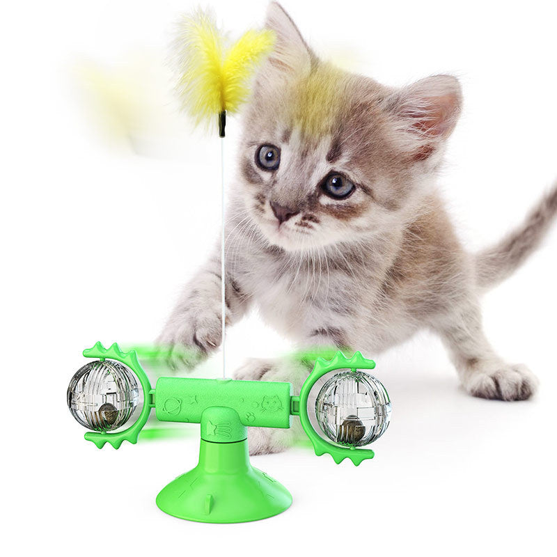 Cat Rotating Windmill Multi - Function Toys Itch Scratching Device Teeth Shining Toy - 0 - CJ - Green Turntable - CJJJCWGY01430 - Green Turntable
