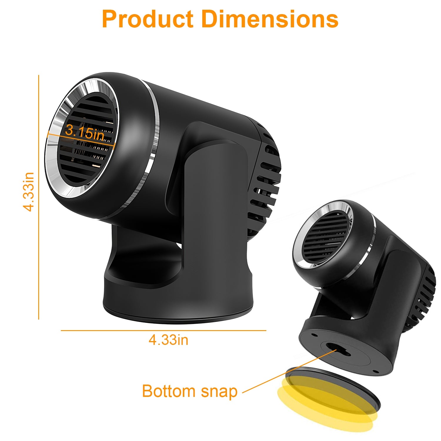 24V 160W Or 12V 120W Portable Car Heater 2 In 1 Heating Cooling Fan Rotatable Demister Defroster With 4.92ft Cord - 5.0 - CJ