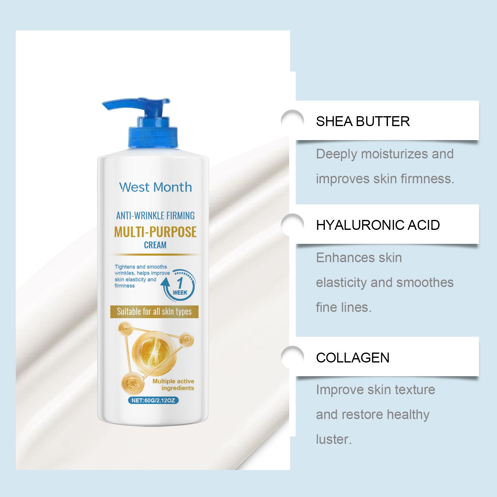 West&Month Skin Firming Cream, Soothing Skin Wrinkles Repair Hydrating Moisturizing Firming Body Cream - 5 - CJ