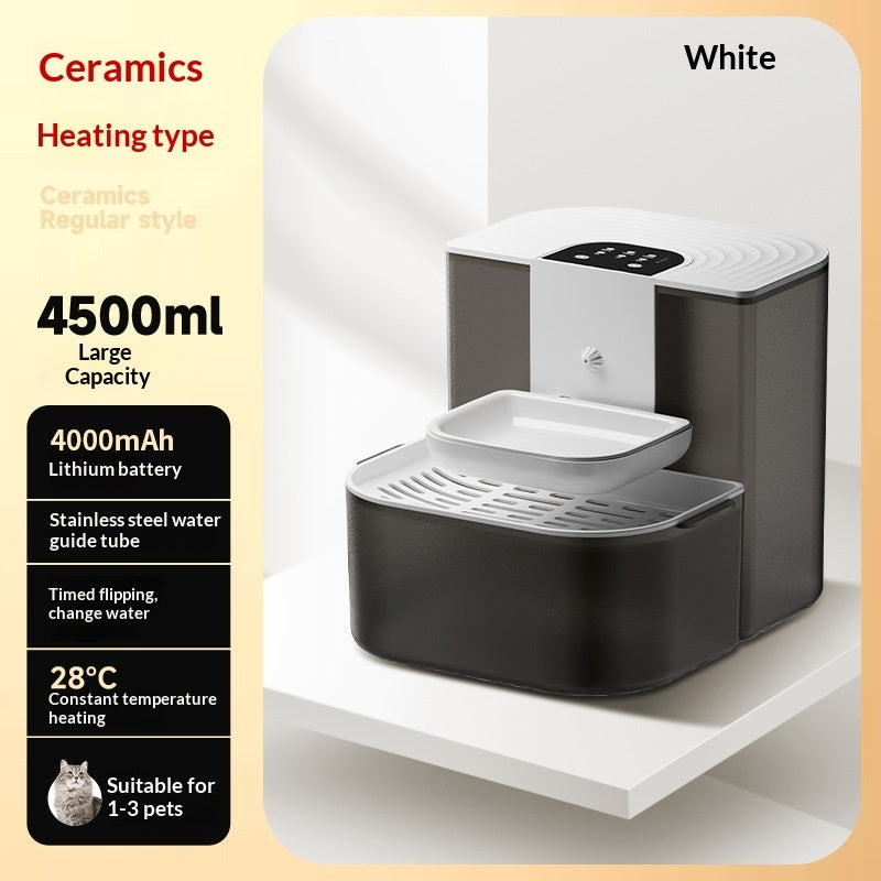 Thermostatically Controlled Plug - Free Pet Water Fountain With Automatic Tilting Feature Flowing Water - 0 - CJ