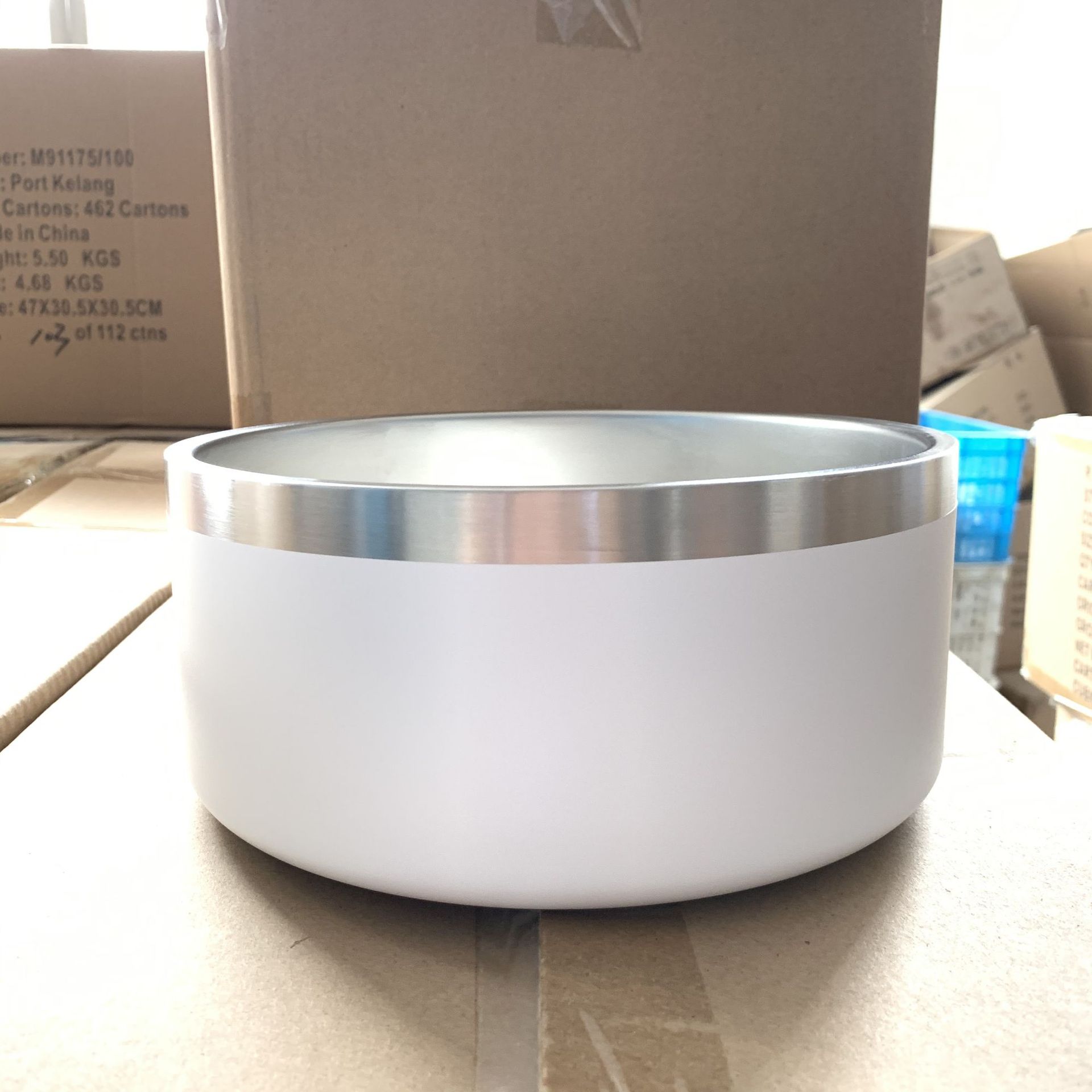 Stainless Steel Dog Bowl Upright Dog Bowl - 0 - CJ - White - 64oz - CJGY100875902BY