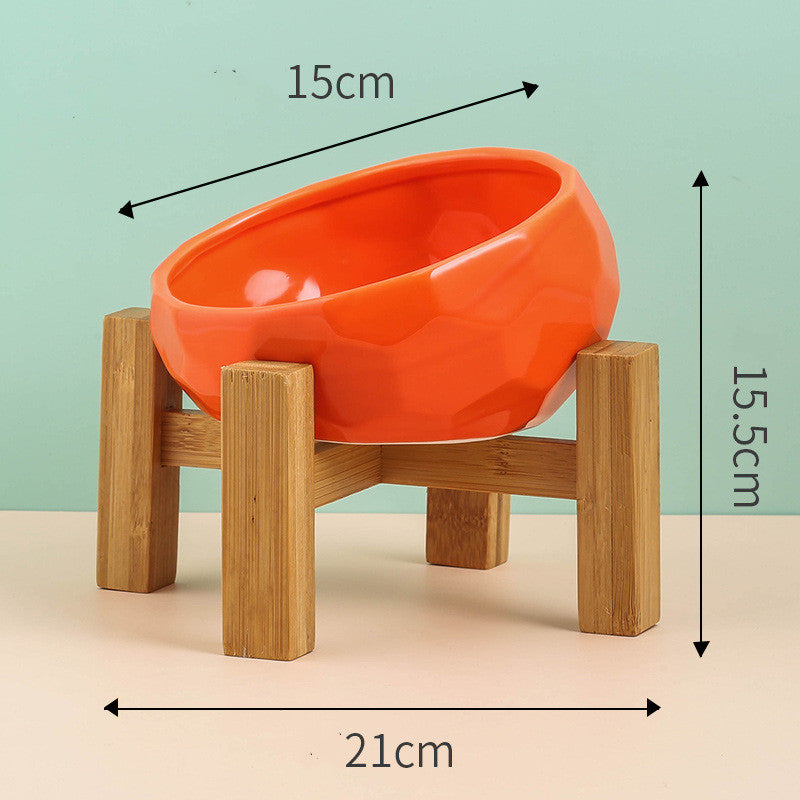 Pet Supplies Bowl Ceramic Cat Bowl Dog Bowl Oblique Mouth - 0 - CJ - redset - CJGY102954105EV