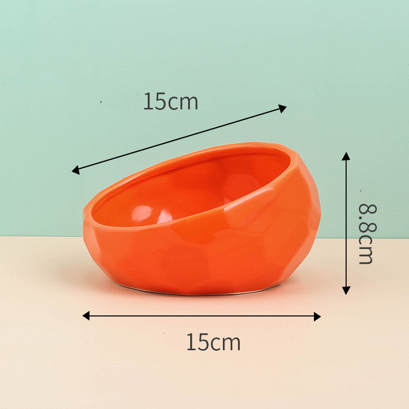 Pet Supplies Bowl Ceramic Cat Bowl Dog Bowl Oblique Mouth - 0 - CJ - Red - CJGY102954102BY