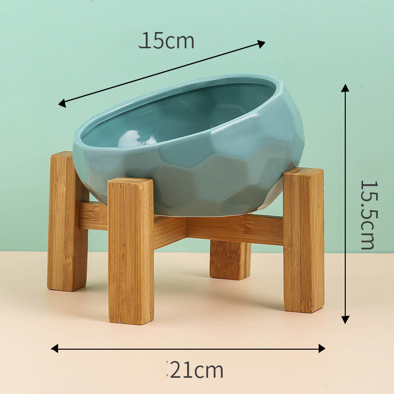 Pet Supplies Bowl Ceramic Cat Bowl Dog Bowl Oblique Mouth - 0 - CJ - greenset - CJGY102954106FU