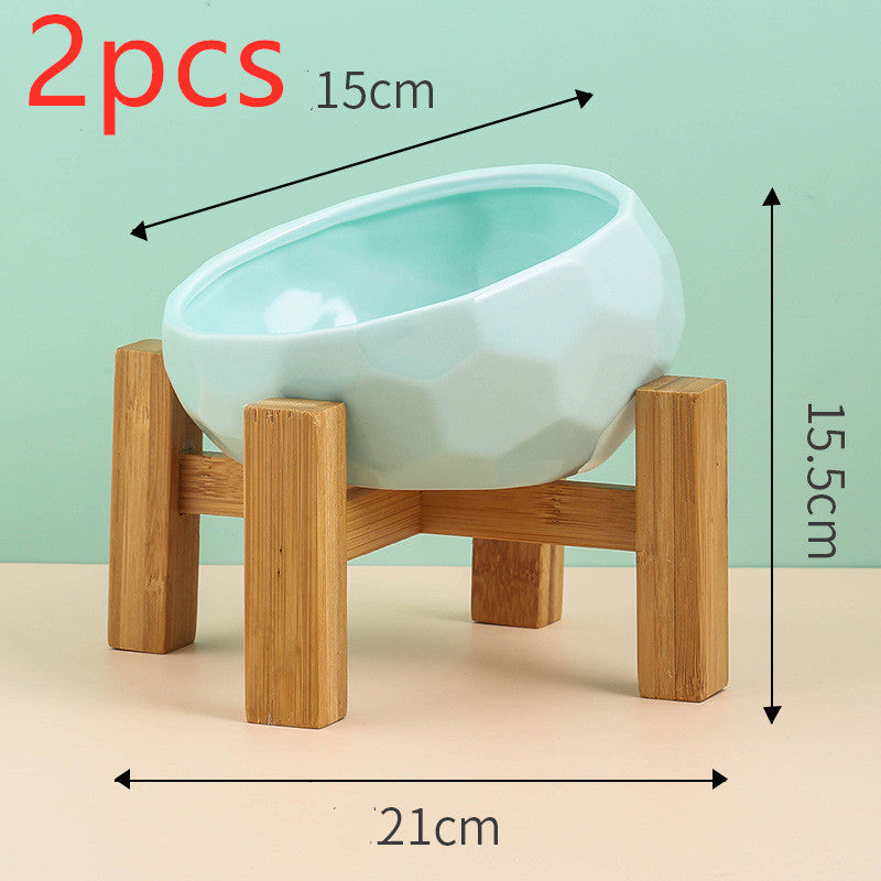 Pet Supplies Bowl Ceramic Cat Bowl Dog Bowl Oblique Mouth - 0 - CJ