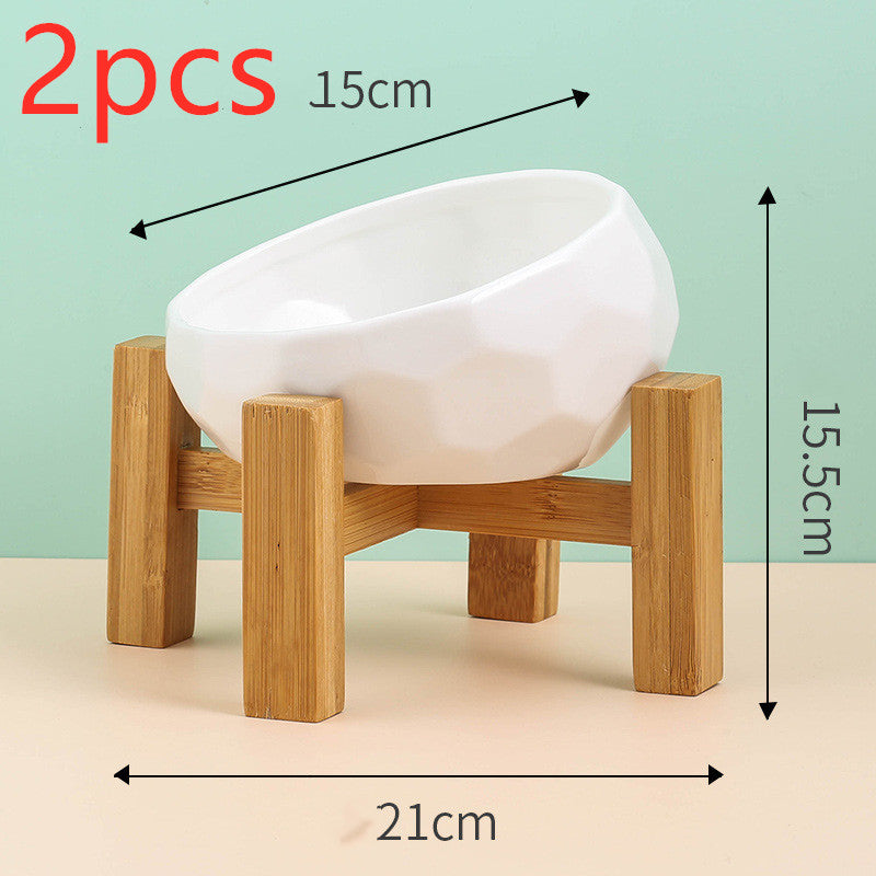 Pet Supplies Bowl Ceramic Cat Bowl Dog Bowl Oblique Mouth - 0 - CJ - whiteset 2pcs - CJGY102954115OL