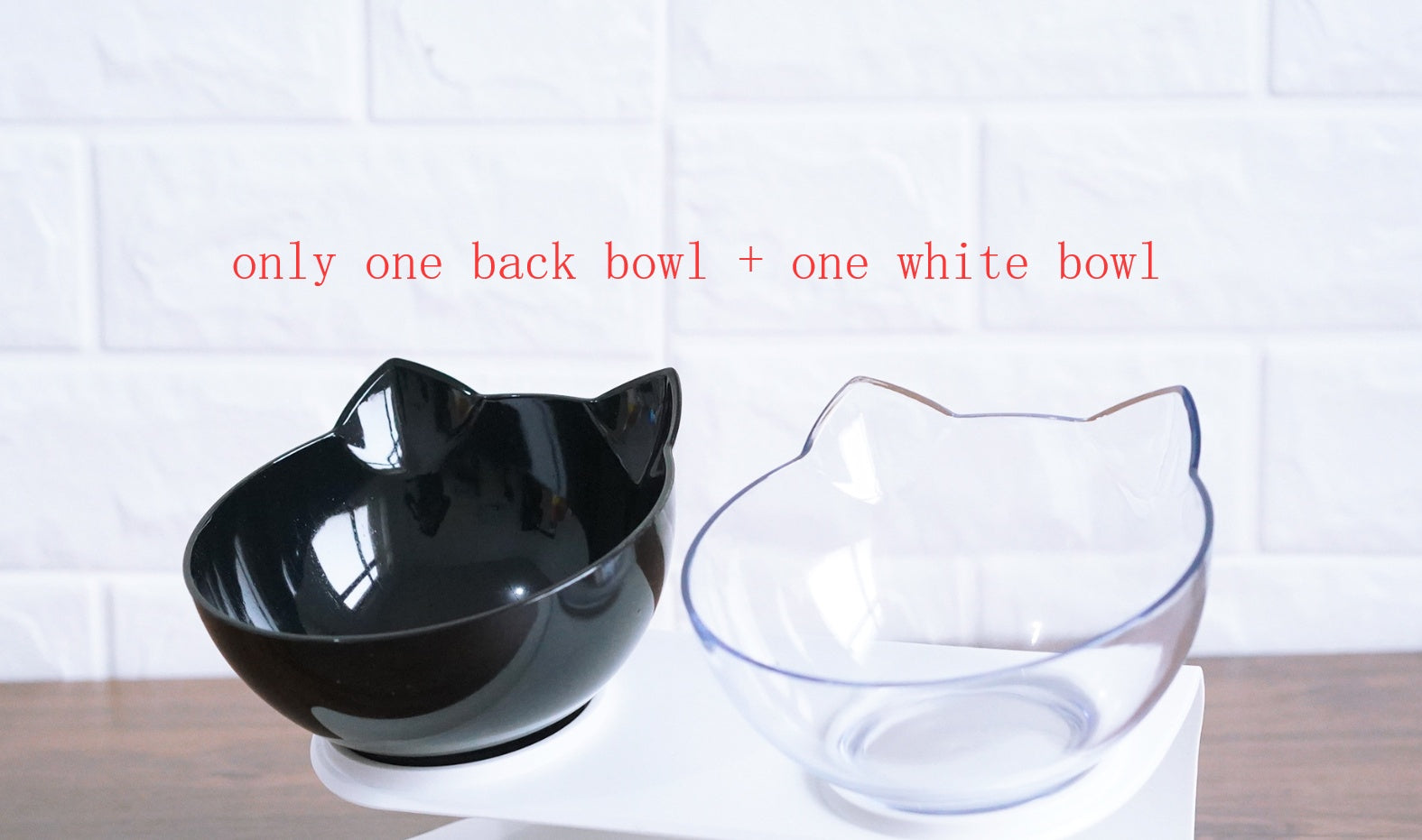 New Inclined Food Cat Ear Oblique Mouth Transparent Single Pet Bowl - 0 - CJ - Black and Clear - Q1pcs - CJJJCWMY00452 - Black and Clear - Q1pcs