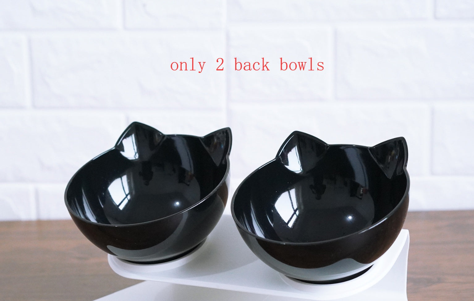 New Inclined Food Cat Ear Oblique Mouth Transparent Single Pet Bowl - 0 - CJ - Double Black - Q1pcs - CJJJCWMY00452 - Double Black - Q1pcs