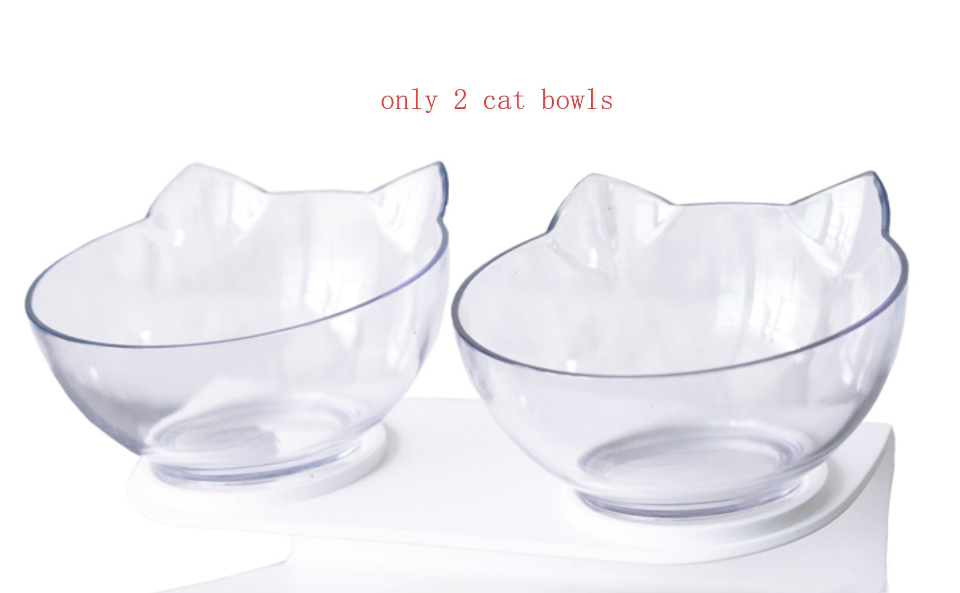New Inclined Food Cat Ear Oblique Mouth Transparent Single Pet Bowl - 0 - CJ - Double Clear Lucite - Q1pcs - CJJJCWMY00452 - Double Clear Lucite - Q1pcs