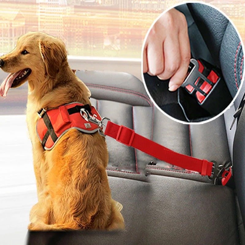 Adjustable Pet Cat Dog Car Seat Belt Pet Seat Vehicle Dog Harness Lead Clip Safety Lever Traction Dog Collars Dogs Accessoires Pets Products - 0 - CJ
