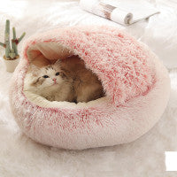 2 In 1 Dog And Cat Bed Pet Winter Bed Round Plush Warm Bed House Soft Long Plush Pets Bed Pet Products - 0 - CJ
