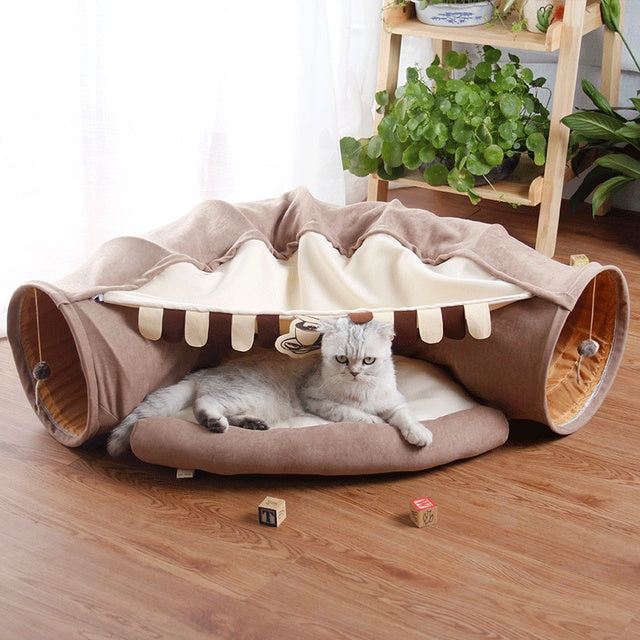 Pet Cats Tunnel Interactive Play Toy Mobile Collapsible Ferrets Rabbit Bed tunnels Indoor Toys Kitten Exercising Products - 0 - CJ