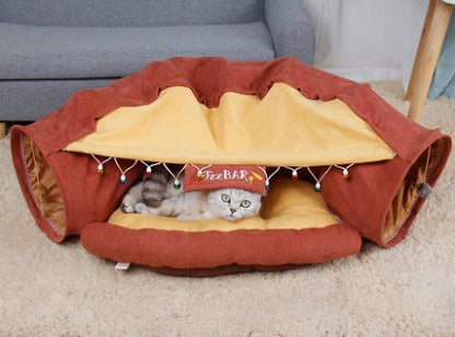 Pet Cats Tunnel Interactive Play Toy Mobile Collapsible Ferrets Rabbit Bed tunnels Indoor Toys Kitten Exercising Products - 0 - CJ
