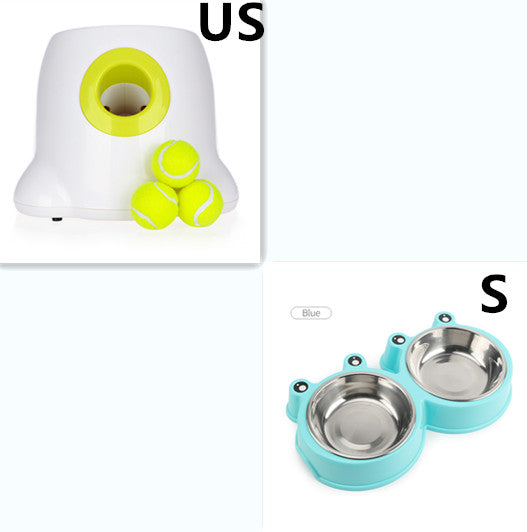 Dog Pet Automatic Interactive Ball Launcher - 0 - CJ - Machine US With Blue bowel - CJJJCWGY00346 - Machine US With Blue bowel