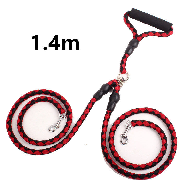 Double - Ended Traction Rope For Walking The Dog Hand - Double - Ended Traction Rope One Plus Two Leash Collar Pet Supplies Dog Collar - 0 - CJ - Red1.4m - CJJJCWGY00201 - Red1.4m