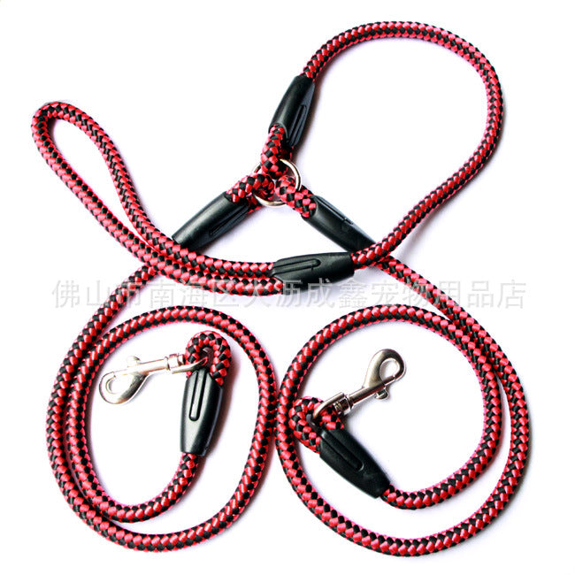 Double - Ended Traction Rope For Walking The Dog Hand - Double - Ended Traction Rope One Plus Two Leash Collar Pet Supplies Dog Collar - 0 - CJ - A Red 1.5cm - CJJJCWGY00201 - A Red 1.5cm