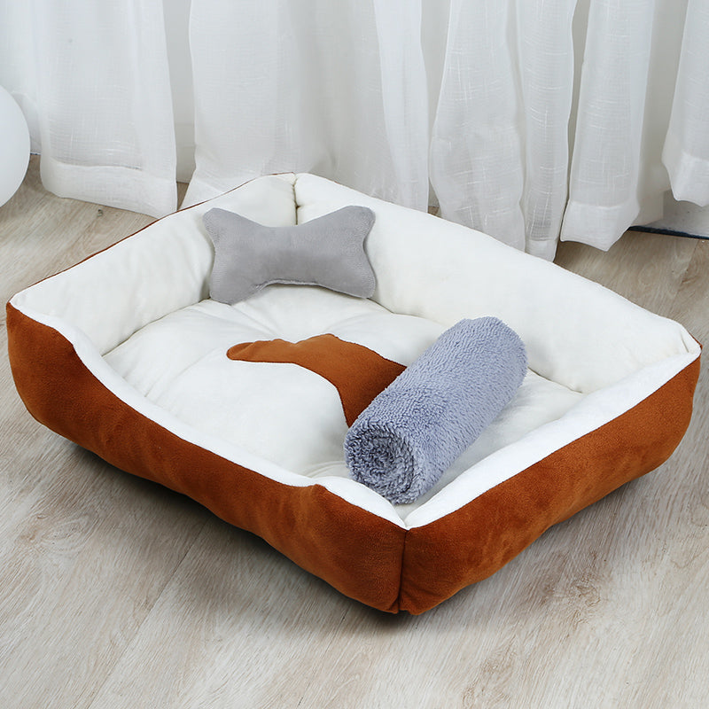 Large Dog Teddy Dog Pet Kennel - 0 - CJ - Brown kennel plus blanket plus - 90x70cm - CJGY115245625YB