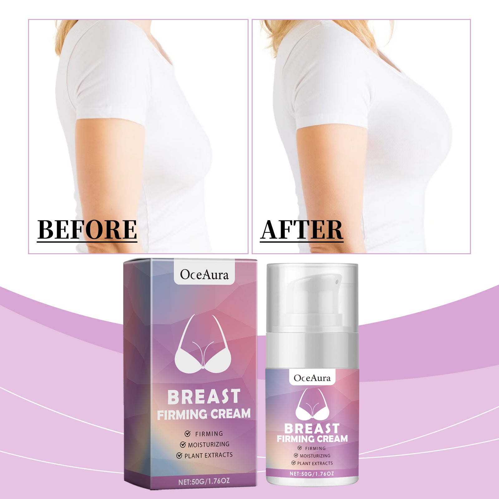 Oceaura Breast Firming Care Cream, Breast Firming And Firming Breast Skin Massage Nourishing And Lifting Cream - 5 - CJ