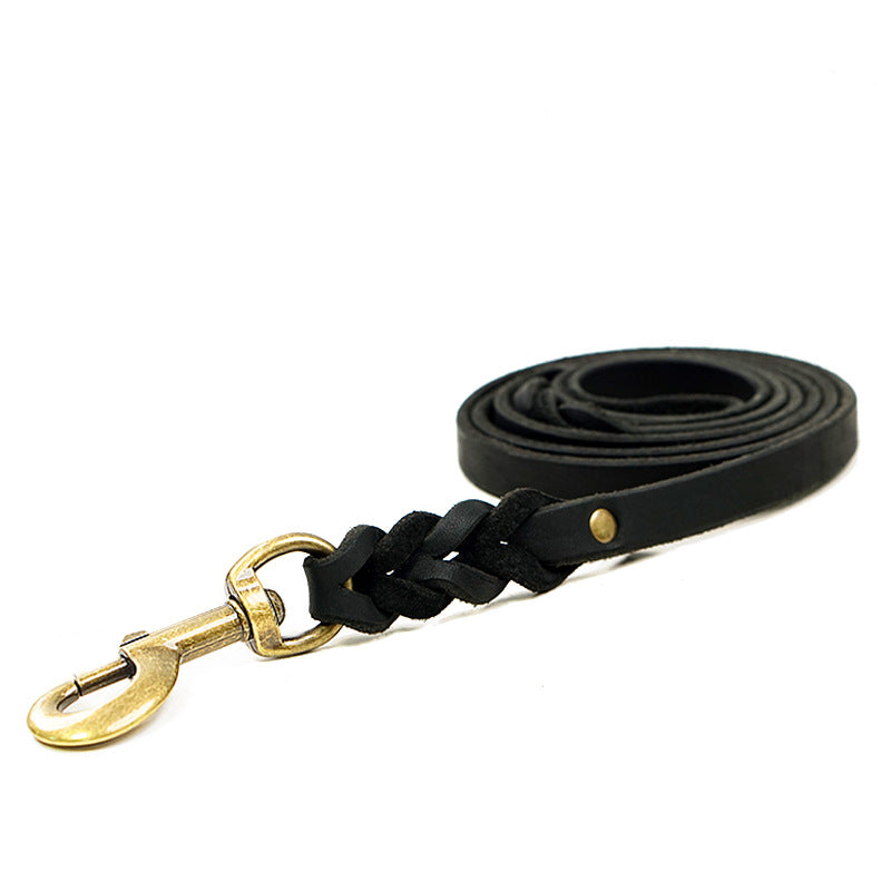 Genuine Leather Dog Leash With Anti - pull Design - 0 - CJ