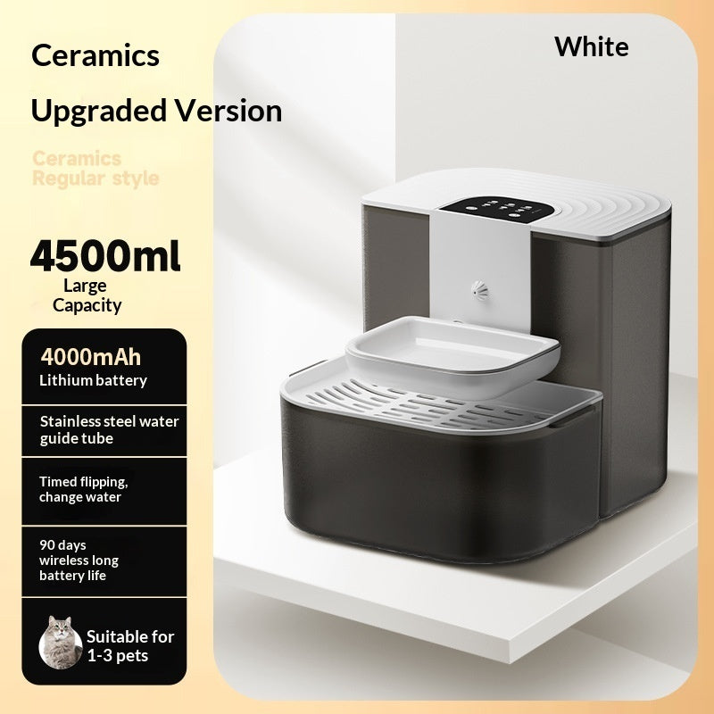 Thermostatically Controlled Plug - Free Pet Water Fountain With Automatic Tilting Feature Flowing Water - 0 - CJ