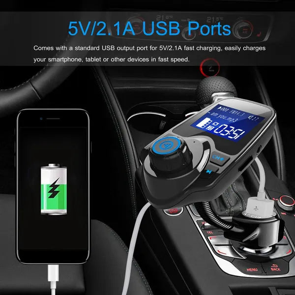 Car Wireless FM Transmitter Fast USB Charge Hands - free Call Car MP3 Player AUX Input - 5.0 - CJ