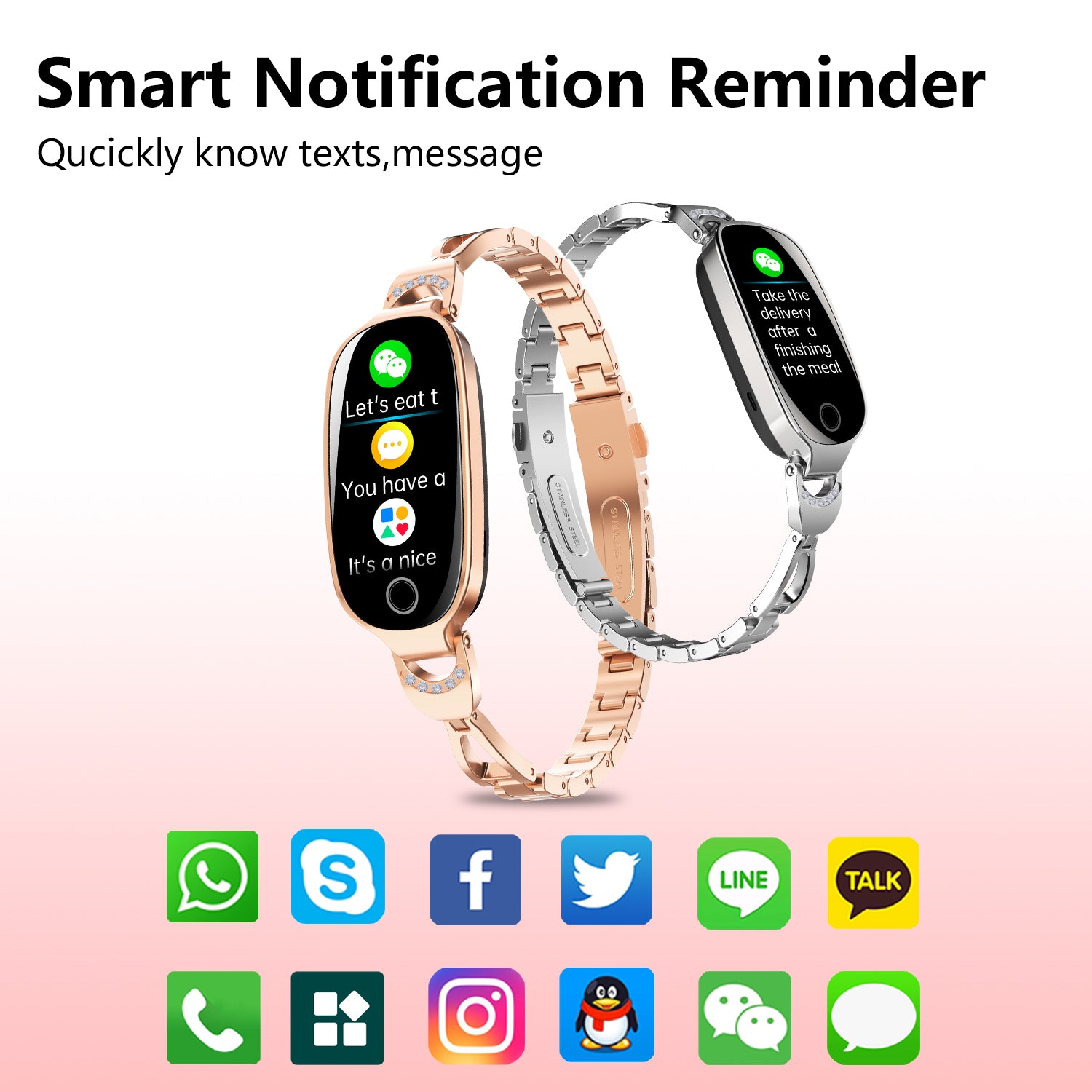 Gold Smartwatch For Women Compatible For Android& IOS,Bling Smart Bracelet With Female Menstrual Cycle Heart Rate Blood Pressure Remote Photography Waterproof Pedometer - 5 - CJ