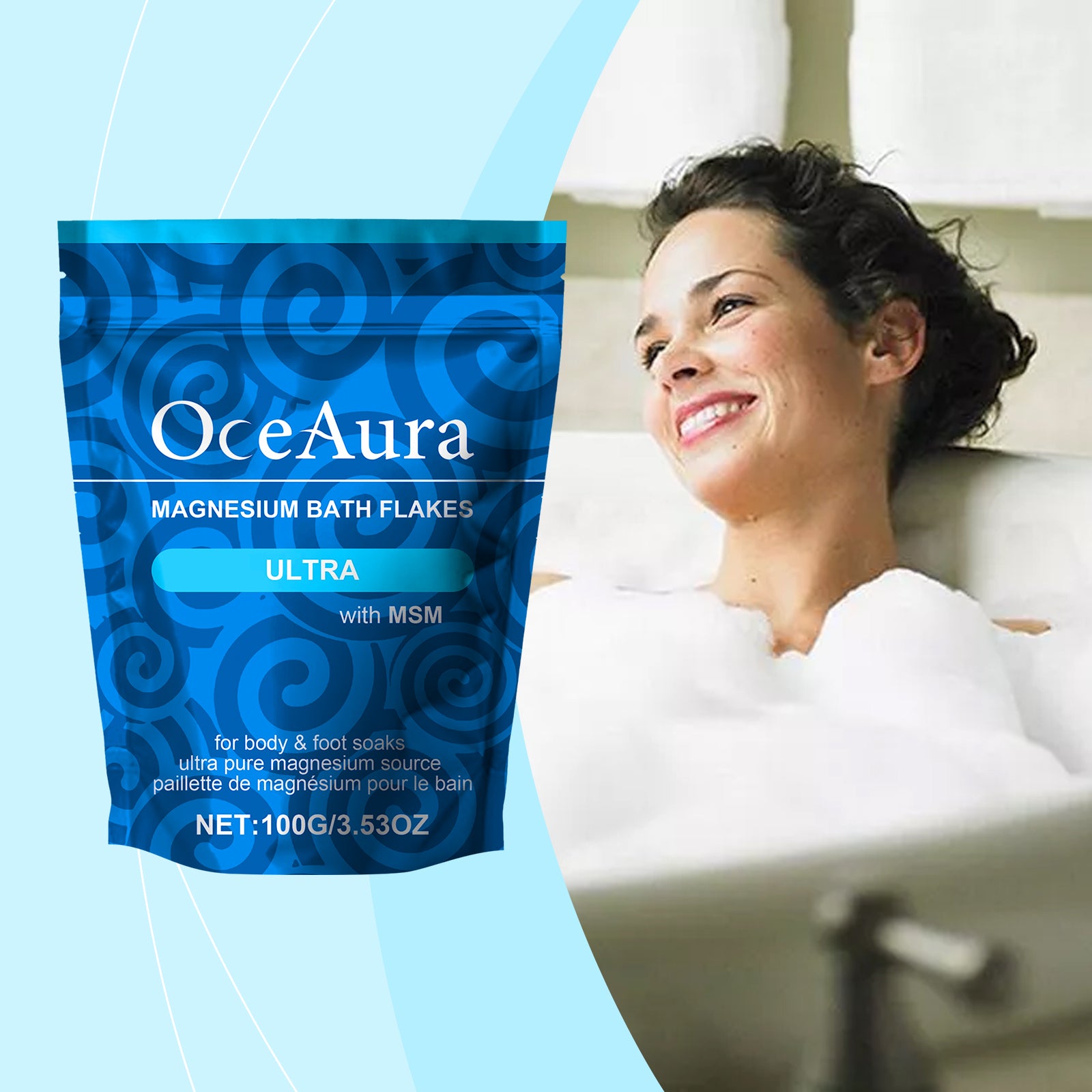 OceAura Magnesium Bath Salt Sheets For Daily Cleaning, Nourishing, Comfort, Gentlness And Discomfort Relief. Shower Bag And Bath Sheets - 5 - CJ