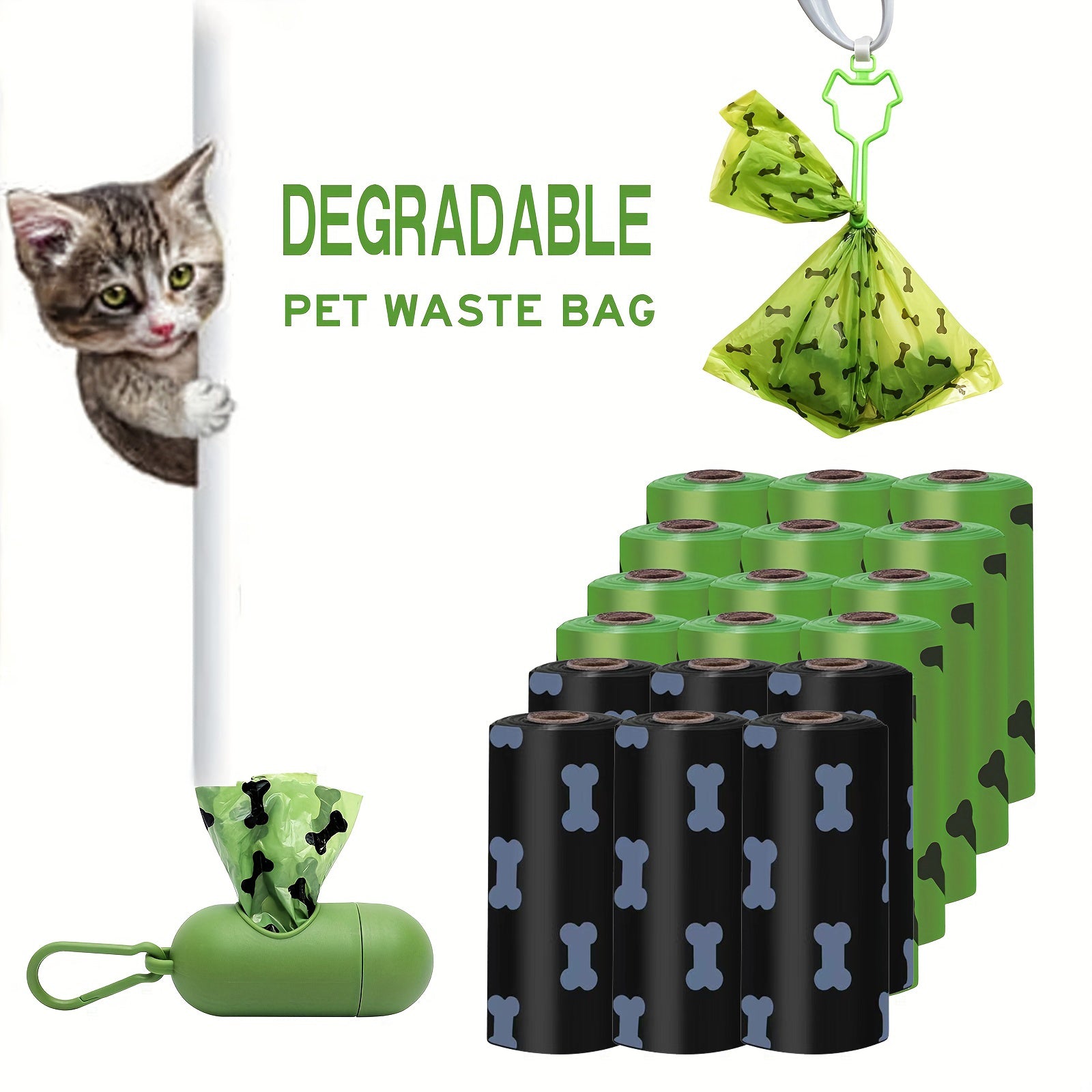 Environmentally Friendly Biodegradable Pet Litter Bags Dog Waste Bags With Dog Poop Bag Dispenser Dog Poop Bags Thickened Poop Bags Leak - Proof Dog Waste Bags For Pet Supplies - 5 - CJ