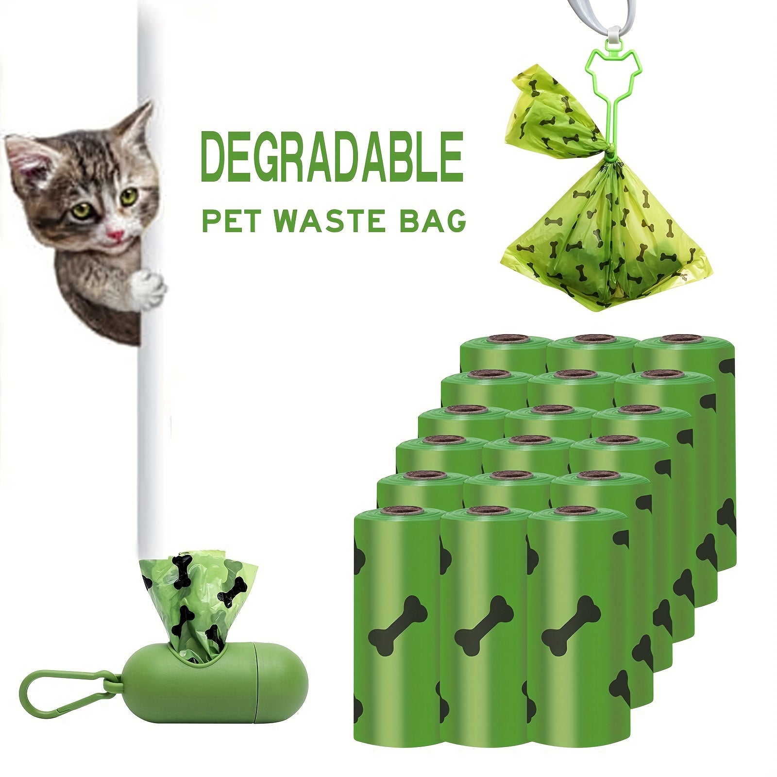 Environmentally Friendly Biodegradable Pet Litter Bags Dog Waste Bags With Dog Poop Bag Dispenser Dog Poop Bags Thickened Poop Bags Leak - Proof Dog Waste Bags For Pet Supplies - 5 - CJ