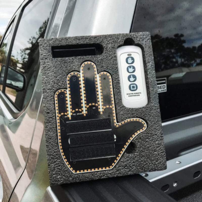 Funny New LED Illuminated Gesture Light Car Finger Light With Remote Road Rage Signs Middle Finger Gesture Light Hand Lamp - 0 - CJ