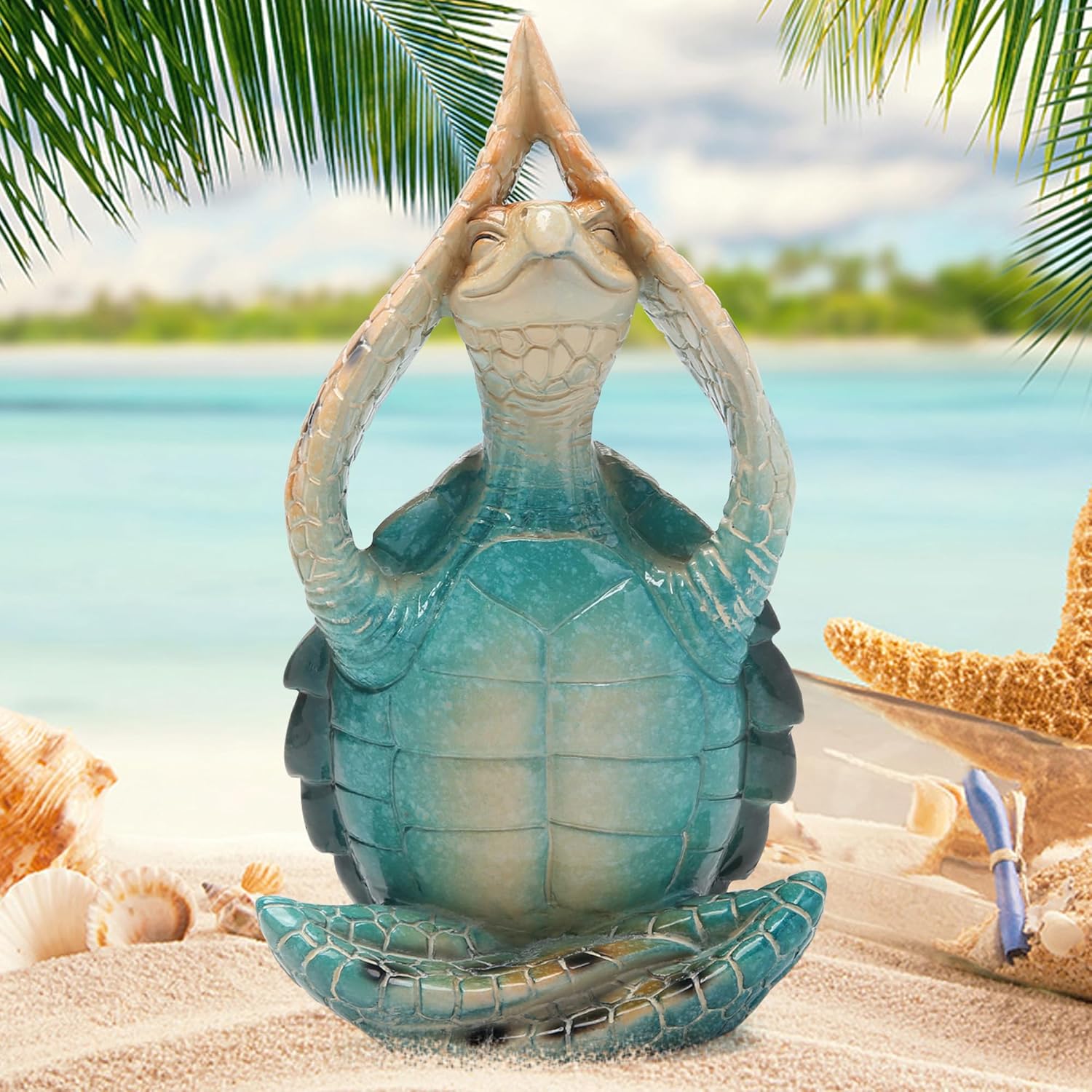 Sea Turtle Meditation Yoga Decor Garden Figurine Sea Turtle Meditating Coastal Beach Decorations Zen Yoga Resin Statue For Home Office Decorations Put The Palm Separate - 5 - CJ