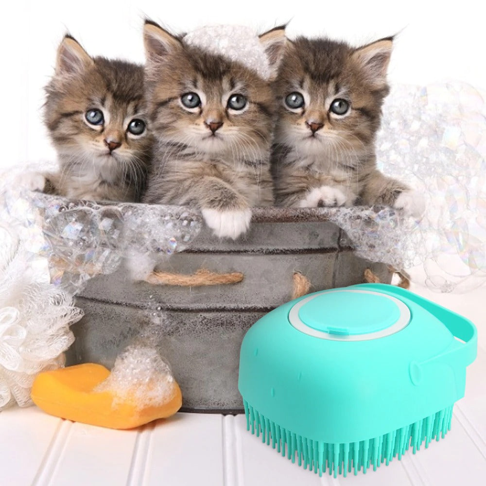 Pet Dog Shampoo Massager Brush Cat Massage Comb Grooming Scrubber Shower Brush For Bathing Short Hair Soft Silicone Brushes - 5 - CJ