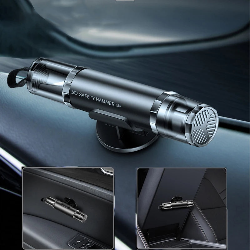 2 - in - 1 Car Safety Hammer Window Glass Breaker Seat Belt Cutter High Hardness Tungsten Steel Emergency Rescue Tool With Base - 5 - CJ