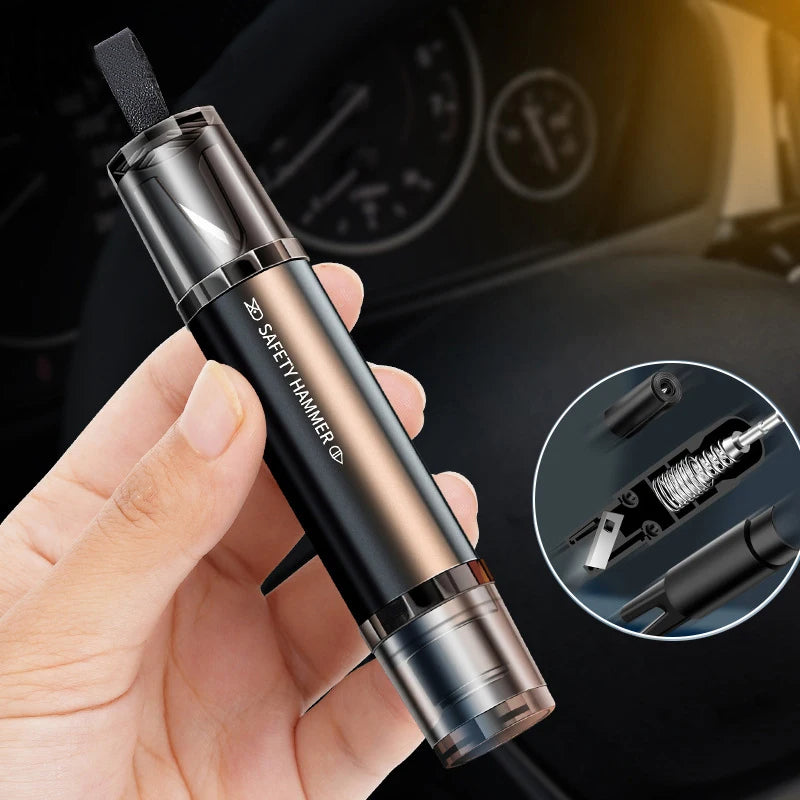 2 - in - 1 Car Safety Hammer Window Glass Breaker Seat Belt Cutter High Hardness Tungsten Steel Emergency Rescue Tool With Base - 5 - CJ