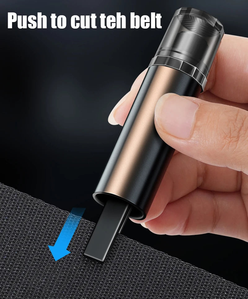 2 - in - 1 Car Safety Hammer Window Glass Breaker Seat Belt Cutter High Hardness Tungsten Steel Emergency Rescue Tool With Base - 5 - CJ