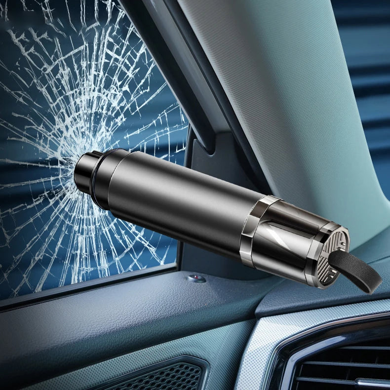 2 - in - 1 Car Safety Hammer Window Glass Breaker Seat Belt Cutter High Hardness Tungsten Steel Emergency Rescue Tool With Base - 5 - CJ