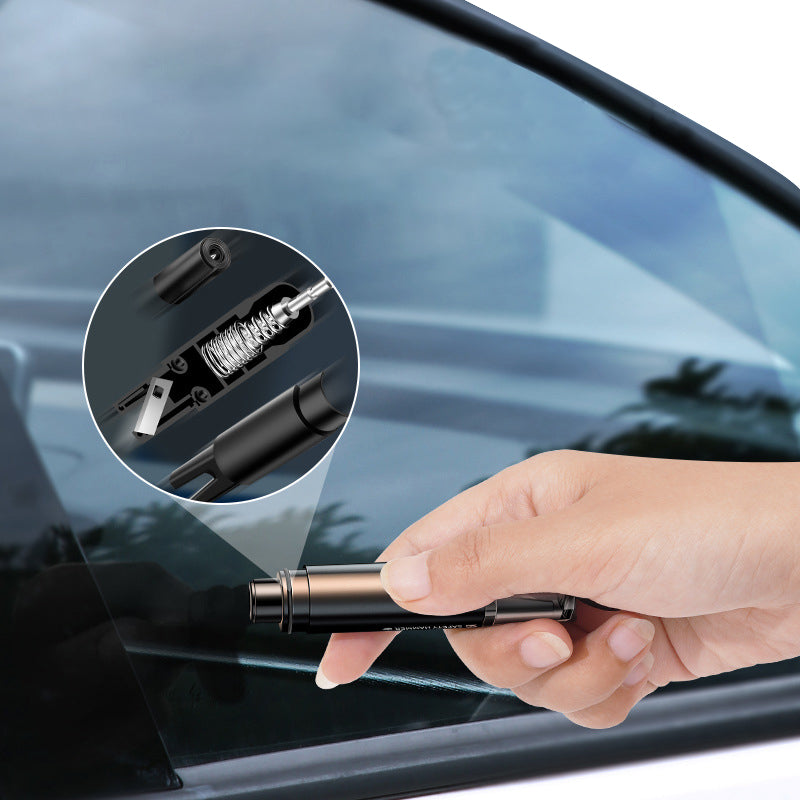 2 - in - 1 Car Safety Hammer Window Glass Breaker Seat Belt Cutter High Hardness Tungsten Steel Emergency Rescue Tool With Base - 5 - CJ