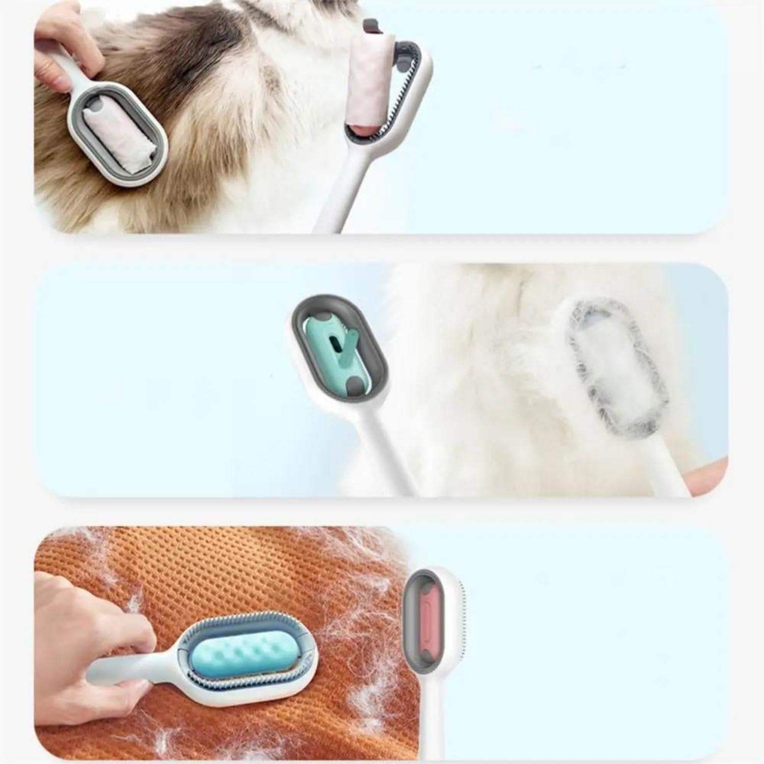 Cat Hair Brush With Water, Sticky Brush For Cats, 4 In - 1 Cat Grooming Brush Creative Update Cat Dog Grooming Comb With Water Tank Double - Sided Hair Removal Brush Kitten Pet Supplies Accessories - 5 - CJ