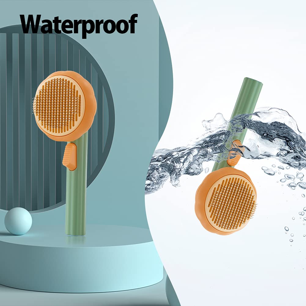 Pet Pumpkin Brush, Pet Grooming Self Cleaning Slicker Brush For Dogs Cats Puppy Rabbit, Cat Brush Grooming Gently Removes Loose Undercoat, Mats Tangled Hair Slicker Brush - 5 - CJ