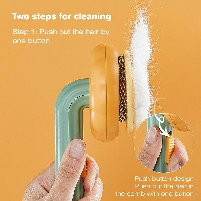 Pet Pumpkin Brush, Pet Grooming Self Cleaning Slicker Brush For Dogs Cats Puppy Rabbit, Cat Brush Grooming Gently Removes Loose Undercoat, Mats Tangled Hair Slicker Brush - 5 - CJ