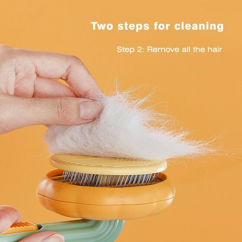 Pet Pumpkin Brush, Pet Grooming Self Cleaning Slicker Brush For Dogs Cats Puppy Rabbit, Cat Brush Grooming Gently Removes Loose Undercoat, Mats Tangled Hair Slicker Brush - 5 - CJ
