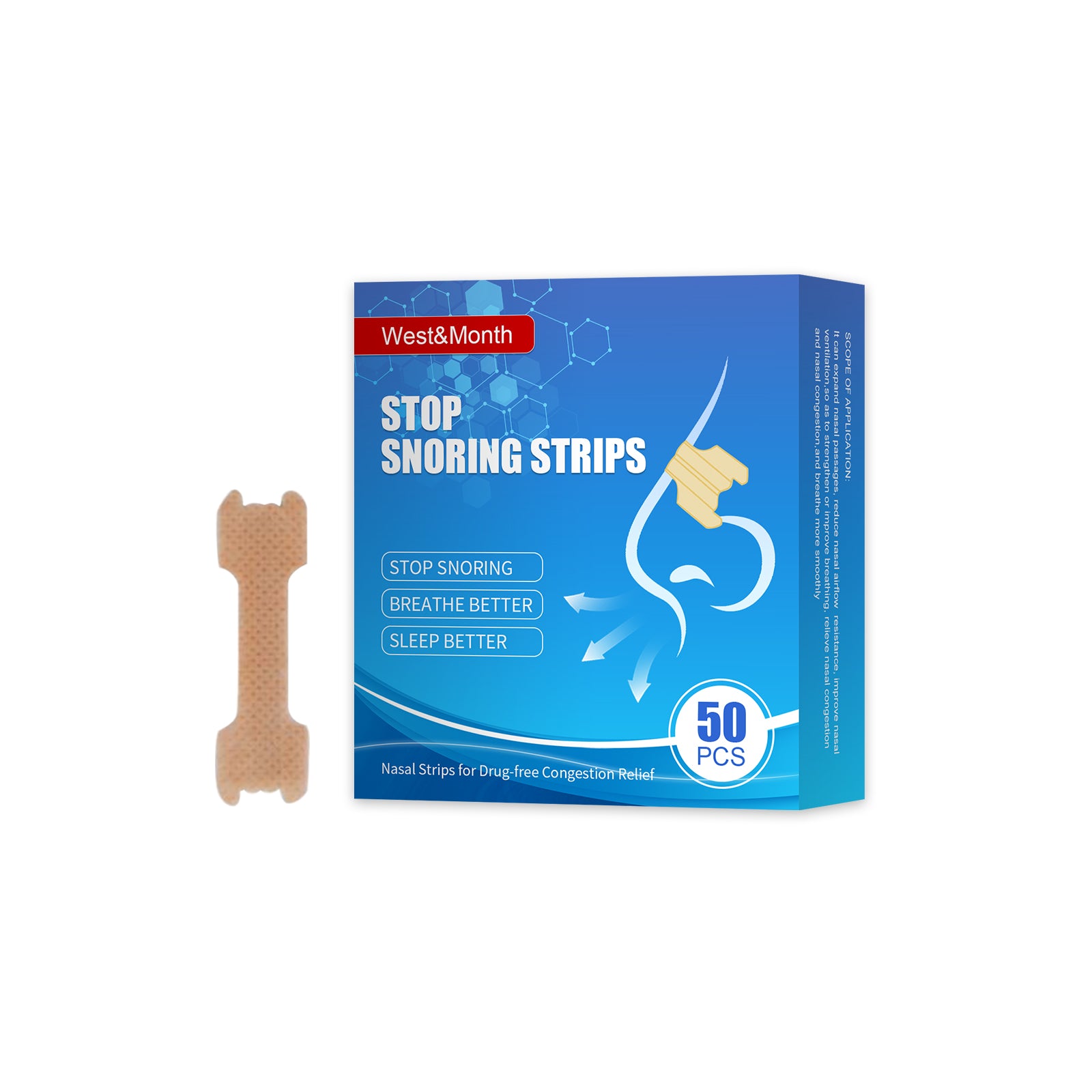 West&Month Nasal Ventilator Nasal Strip Anti - snoring Unclogging Airway Anti - snoring Stop Snoring Strip Care - 5 - CJ