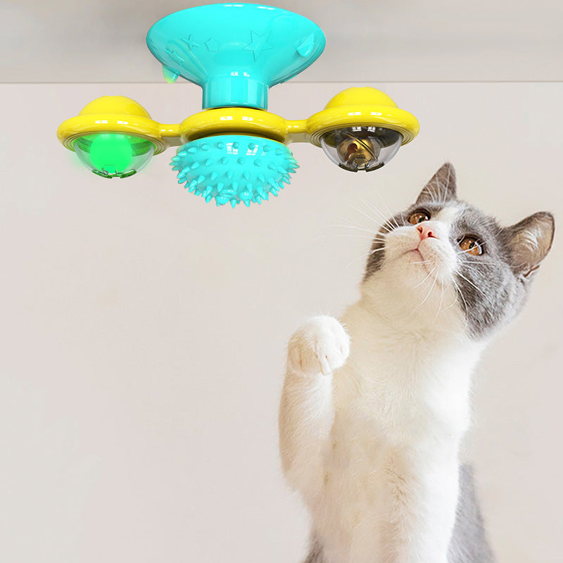 Cat Rotating Windmill Multi - Function Toys Itch Scratching Device Teeth Shining Toy - 0 - CJ