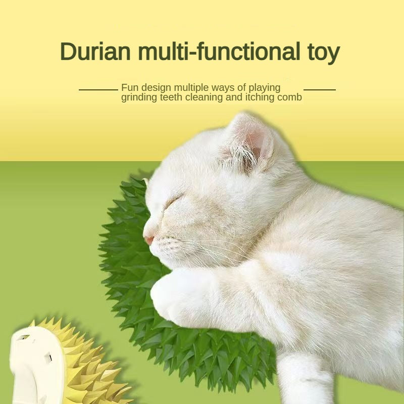 Durian Cat Brush, Dog Cat Self Groomer, Wall Corner Scratcher Massage Combs Durian Shape Molars Eat Slowly Toys Multifunctional Scratch Massager Tool Pets Clean Teeth Healthy Toys - 5 - CJ