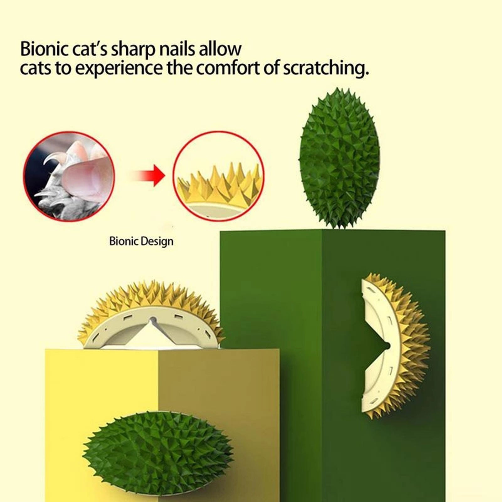 Durian Cat Brush, Dog Cat Self Groomer, Wall Corner Scratcher Massage Combs Durian Shape Molars Eat Slowly Toys Multifunctional Scratch Massager Tool Pets Clean Teeth Healthy Toys - 5 - CJ