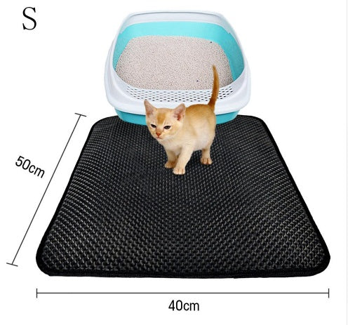 Double Layer Litter Cat Bed Pads Pet Cat Litter Mat Trapping Pets Litter Box Mat Pet Product Bed For Cats House Clean Mat - 0 - CJ - S - Black - CJJJCWMY00030 - S - Black
